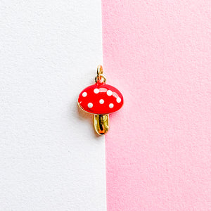 12mm Red Enamel Toadstool Mushroom Charm