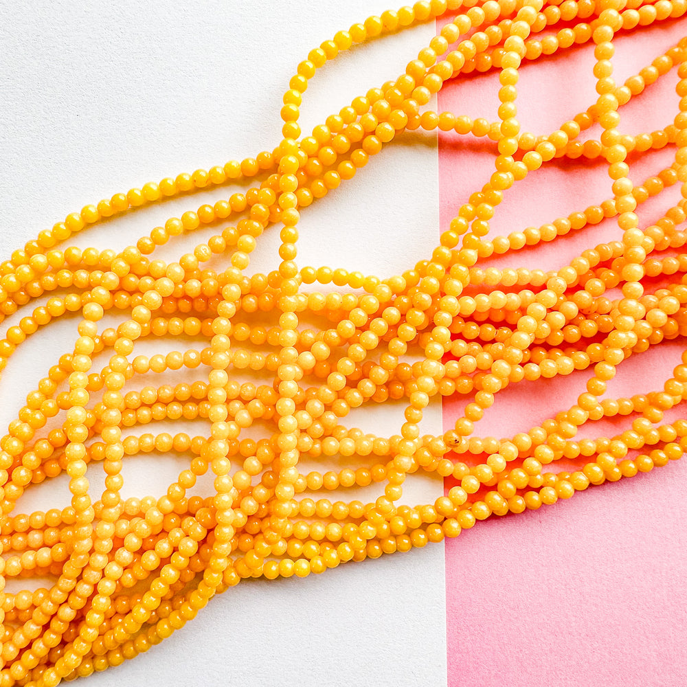 3mm Yellow Dyed Jade Rounds Strand