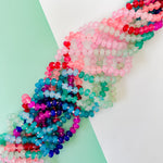 8mm Rainbow Berry Smooth Dyed Jade Rondelle Long Knotted Loop