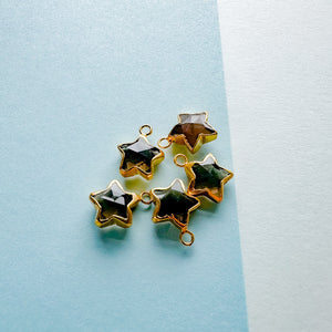 10mm Delicate Gold Vermeil Smoky Quartz Star Charm