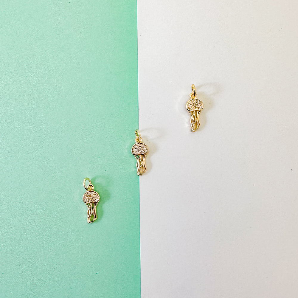 18mm Gold Pave Jellyfish Charm