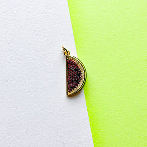 20mm Gold Pave Watermelon Charm