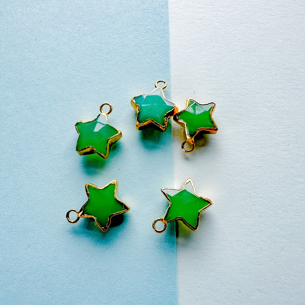 10mm Delicate Gold Vermeil Green Chrysoprase Star Charm