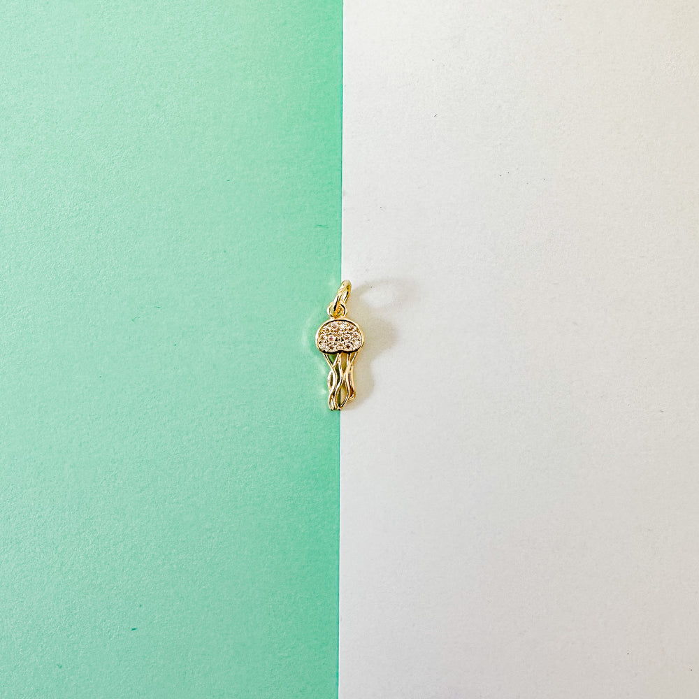 18mm Gold Pave Jellyfish Charm