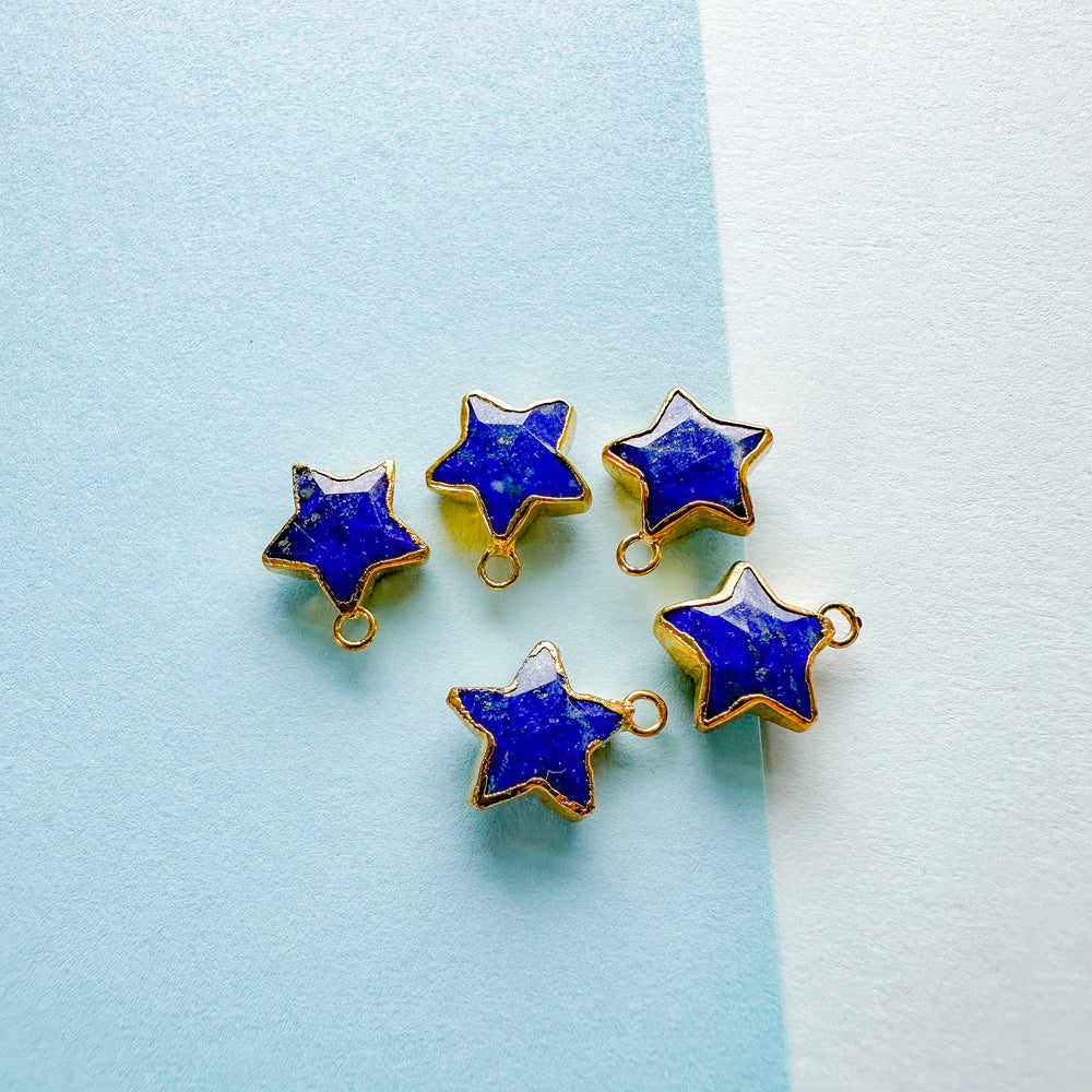 10mm Delicate Gold Vermeil Blue Lapis Star Charm