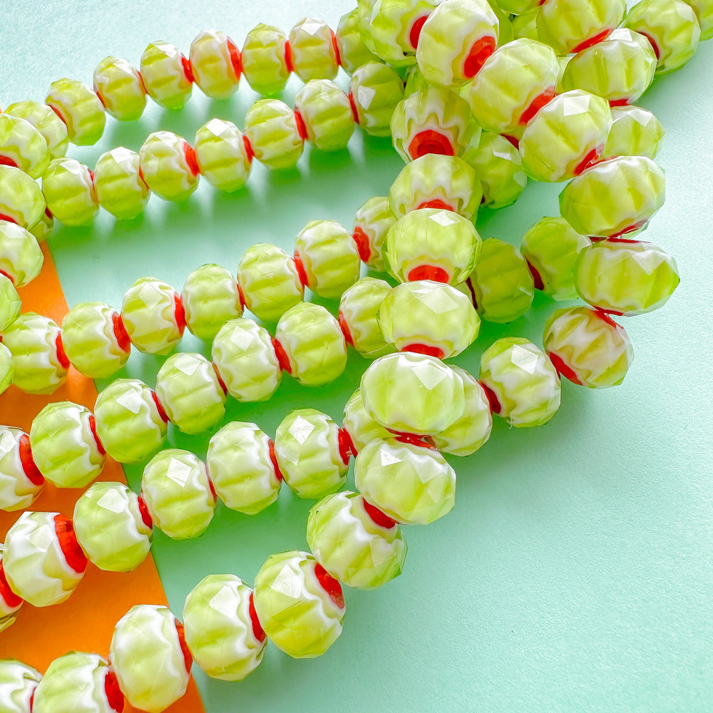 12mm Cherry Limeade Cut Crystal Rondelle Strand