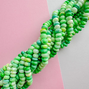 8mm Smooth Neon Green Dyed Opal Rondelle Strand