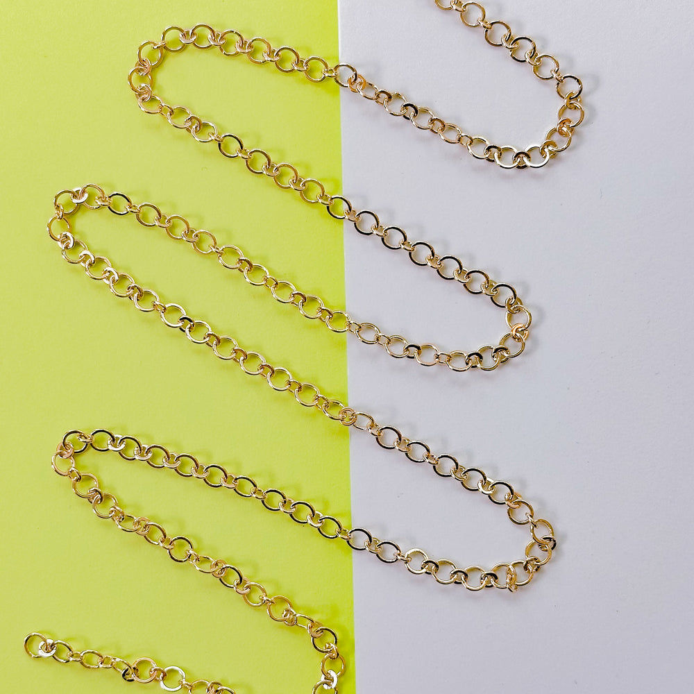 4mm Shiny Gold Round Decorative Cable Chain