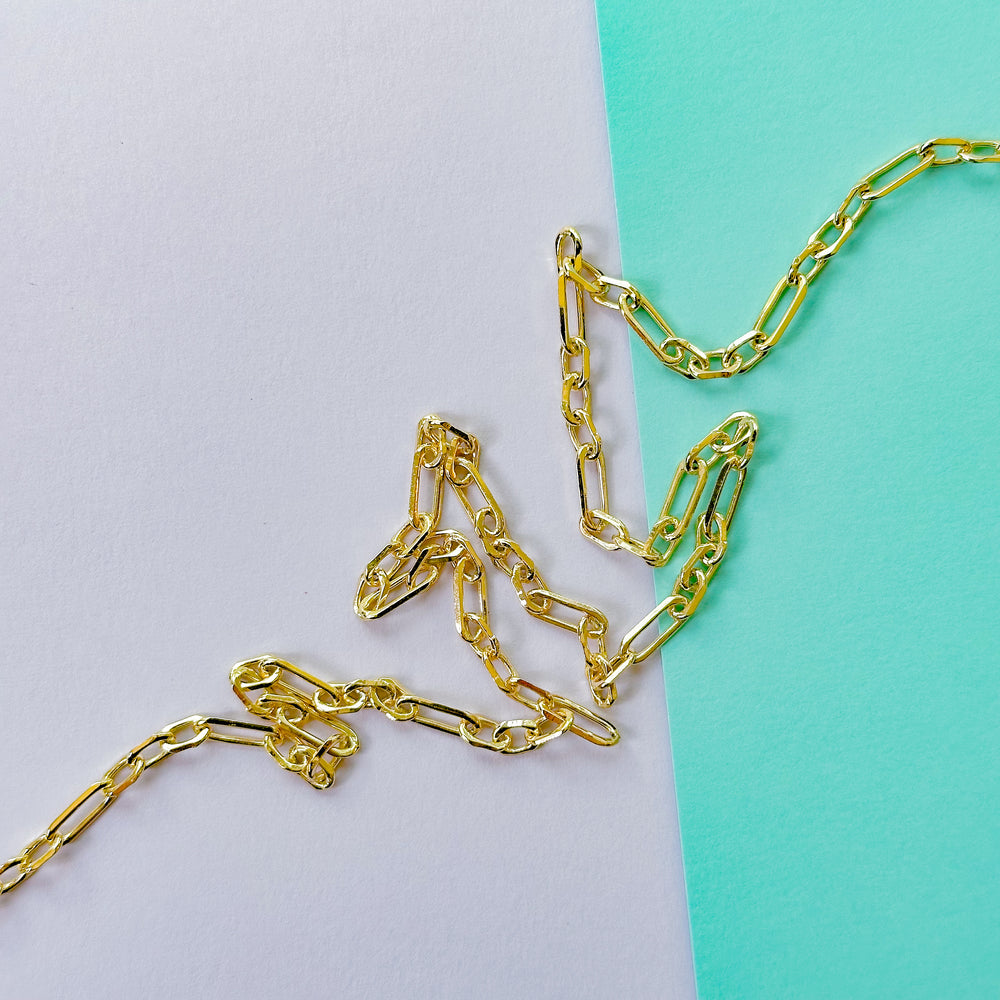9mm Shiny Gold Decorative Paperclip Chain