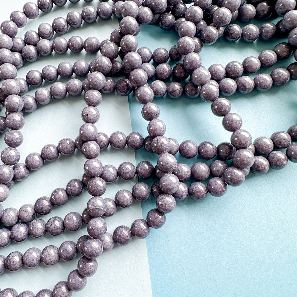8mm Slate Blue Dyed Jade Rounds Strand