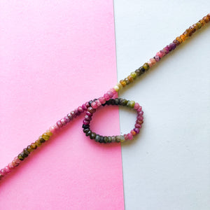 4mm Faceted Watermelon Tourmaline Rondelle Strand