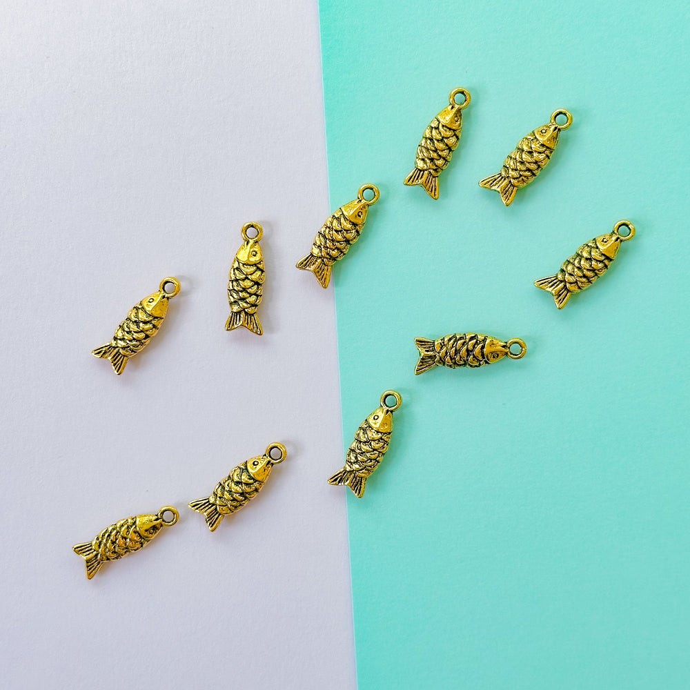20mm Shiny Little Gold Fish Charm - 10 pack