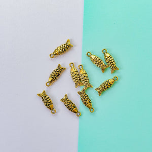 20mm Shiny Little Gold Fish Charm - 10 pack