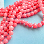 8mm Pink Faceted Flower Jade Rounds Strand