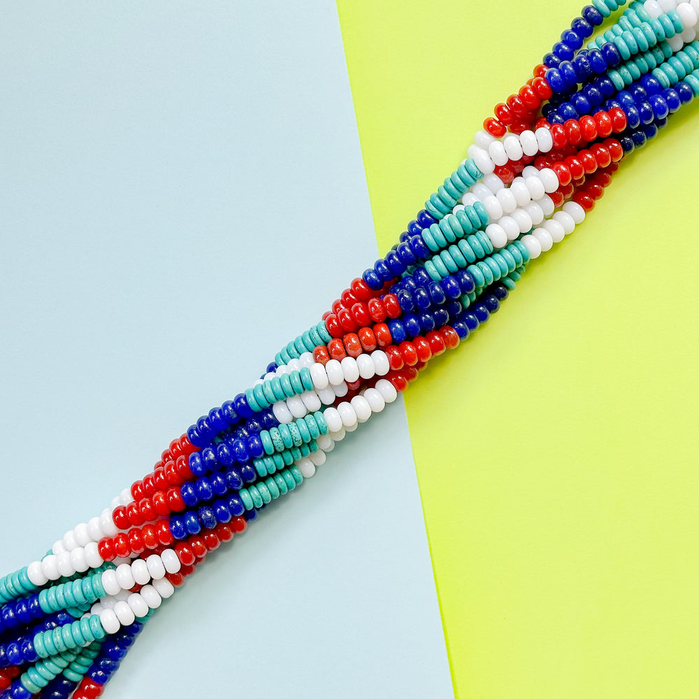 8mm Ombre Americana Multi Stone Rondelle Strand