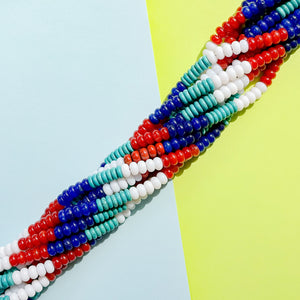 8mm Ombre Americana Multi Stone Rondelle Strand