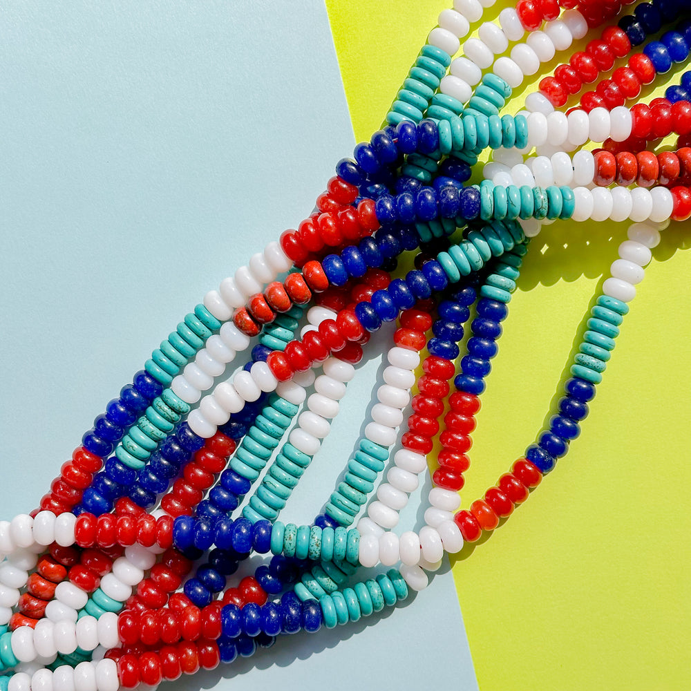 8mm Ombre Americana Multi Stone Rondelle Strand