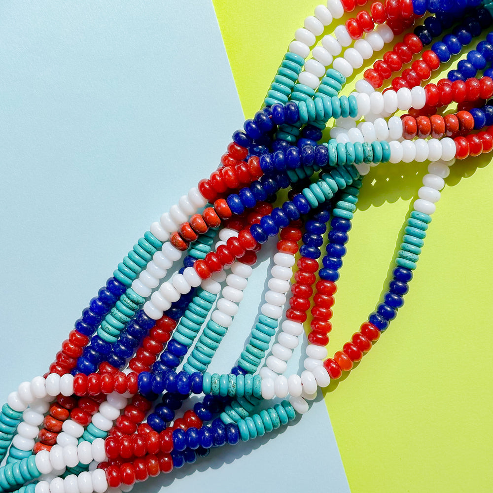8mm Ombre Americana Multi Stone Rondelle Strand
