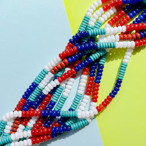 8mm Ombre Americana Multi Stone Rondelle Strand