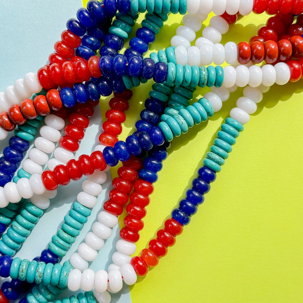 8mm Ombre Americana Multi Stone Rondelle Strand