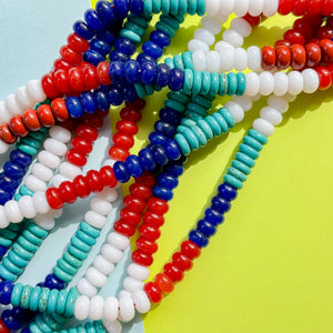 8mm Ombre Americana Multi Stone Rondelle Strand