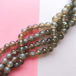10mm Grey Translucent Agate Faceted Round Strand
