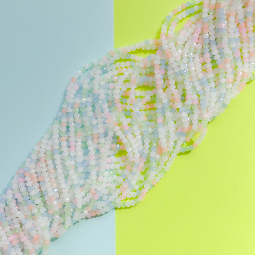 3mm Pastel Waterlily Mixed Faceted Crystal Strand