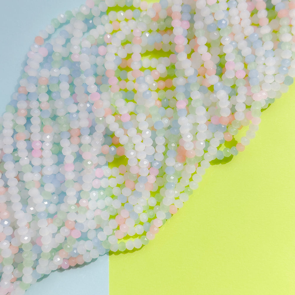 3mm Pastel Waterlily Mixed Faceted Crystal Strand