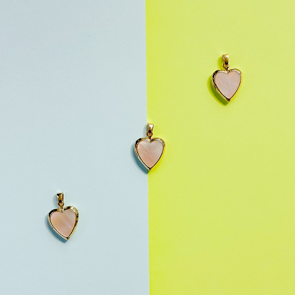 17mm Gold Mother of Pearl Heart Locket Charm