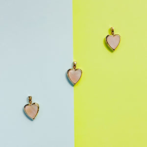 17mm Gold Mother of Pearl Heart Locket Charm