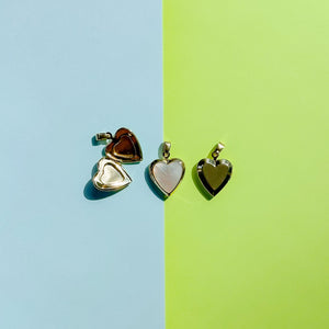 17mm Gold Mother of Pearl Heart Locket Charm
