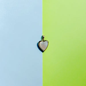 17mm Gold Mother of Pearl Heart Locket Charm