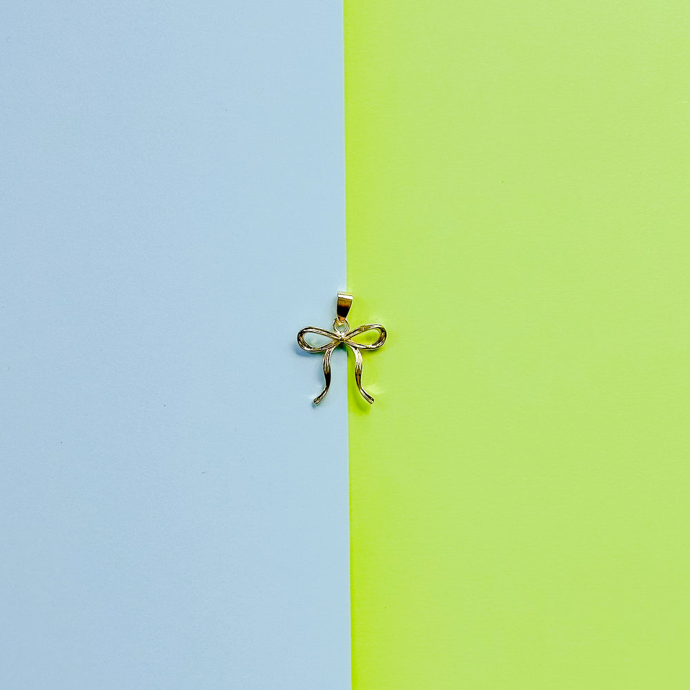 24mm Shiny Gold Ribbon Bow Charm