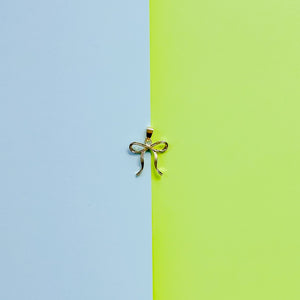 24mm Shiny Gold Ribbon Bow Charm