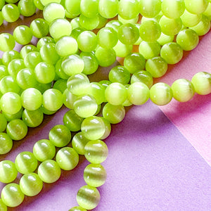 6mm Lime Green Optic Glass Rounds Strand