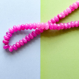 8mm Fuchsia Smooth Dyed Jade Rondelle Strand