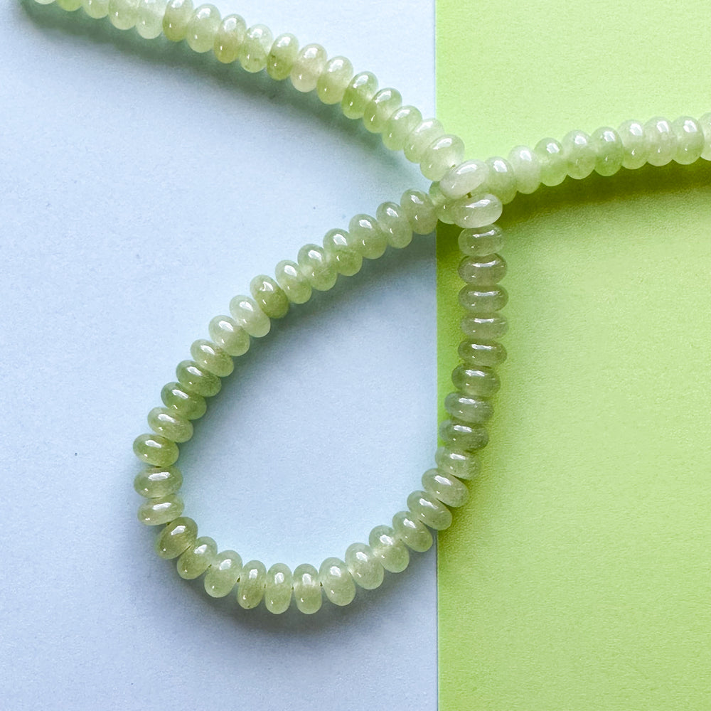 8mm Key Lime Smooth Dyed Jade Rondelle Strand