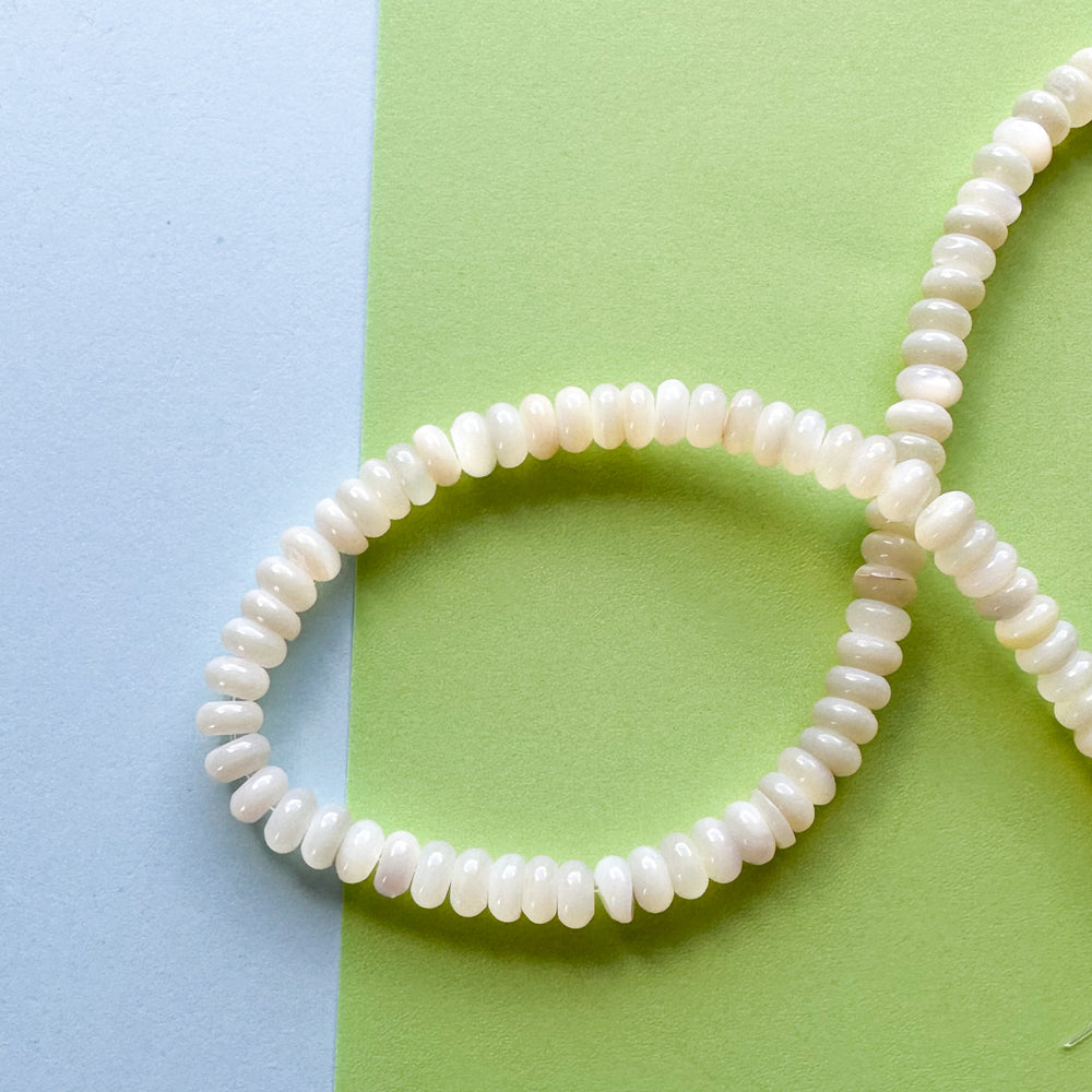 6mm White Mother of Pearl Rondelle Strand