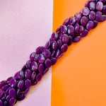 15mm Plum Purple Dyed Calcite Flat Oval Strand
