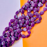 15mm Plum Purple Dyed Calcite Flat Oval Strand