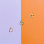 21mm Shiny Gold Pave Horseshoe Charm