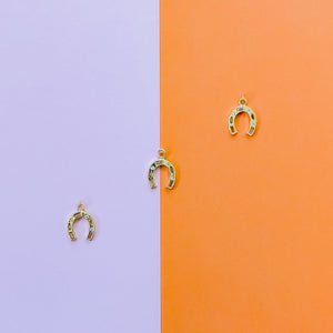 21mm Shiny Gold Pave Horseshoe Charm