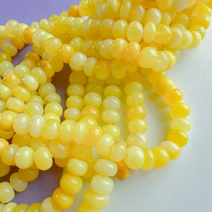 8mm Smooth Yellow Dyed Opal Rondelle Strand