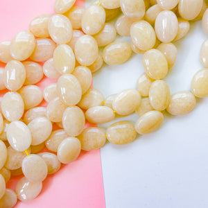 15mm Lemoncake Dyed Calcite Flat Oval Strand