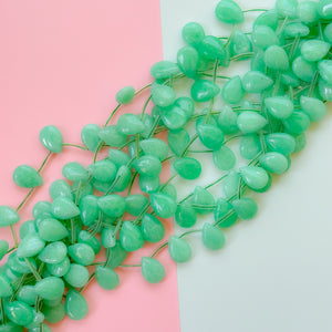 18mm Wintergreen Dyed Calcite Flat Teardrop Strand
