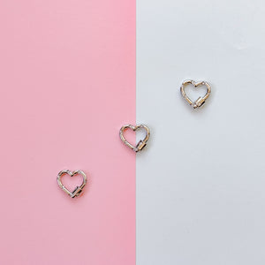 22mm Shiny Silver Pave Heart Lock Clasp