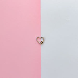 22mm Shiny Silver Pave Heart Lock Clasp
