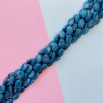 15mm Dark Teal Dyed Calcite Flat Oval Strand