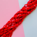 12mm Opaque Bright Red Faceted Crystal Rectangle Strand