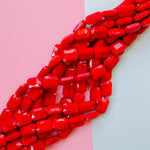 12mm Opaque Bright Red Faceted Crystal Rectangle Strand